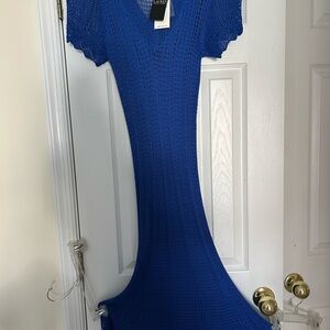 Lauren Ralph Lauren Royal Blue Knit V-Neck Dress, Size L